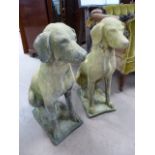 Pair of large Concrete dogs ornaments (one A/F) approx 70cm tall