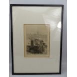 Herbert Railton - Engraving depicting Old London Bridge.