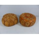 Morrocan pair of leather pouffes