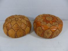 Morrocan pair of leather pouffes