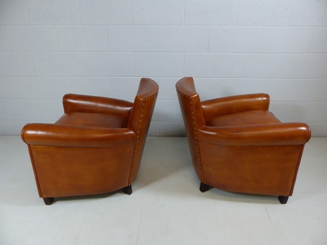 Brand New Tobacco coloured leather armchairs - Image 3 of 6