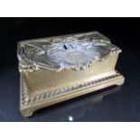 Antique Brass Art Nouveau stamp box with pierced work top.