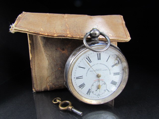 Antique silver pocket watch - 'Fattorini & Sons Ltd Westgate Bradford, Suisse Non-Magnetic Lever '