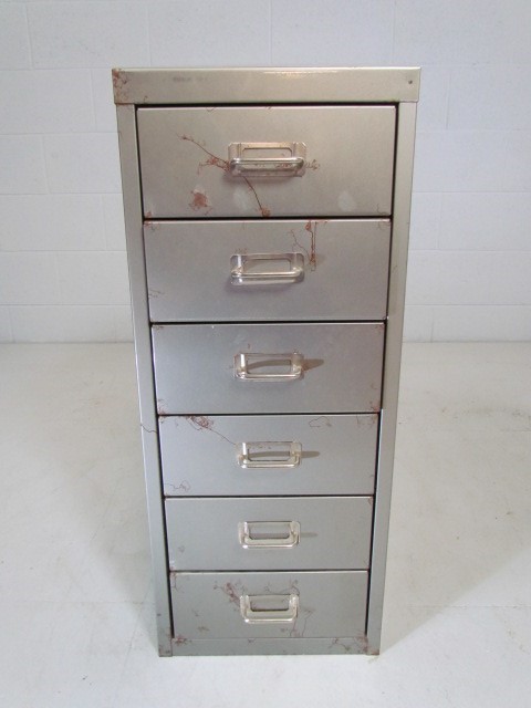 Vintage metal set of filing drawers