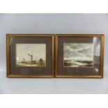 Elizabeth Fishman - Watercolours depicting marshes and river scenes. Both signed to lower left and
