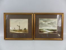 Elizabeth Fishman - Watercolours depicting marshes and river scenes. Both signed to lower left and