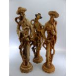Three Resin oriental figures