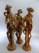 Three Resin oriental figures