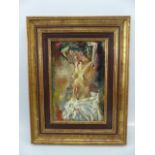 Nude oil painting on board by french artist, M Charco. Signed in red to lower left.