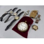 Selection of various vintage watches and watch faces. Along with a large brass cased pocket watch