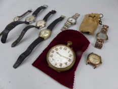 Selection of various vintage watches and watch faces. Along with a large brass cased pocket watch