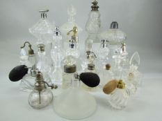 Selection of Perfume bottles some with hallmarked silver bands.