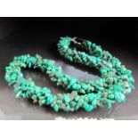 Turquoise chip necklace with sterling silver clasp
