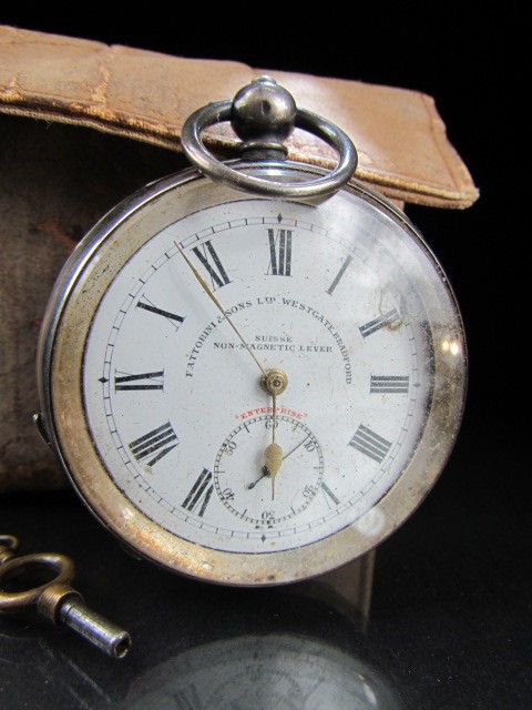 Antique silver pocket watch - 'Fattorini & Sons Ltd Westgate Bradford, Suisse Non-Magnetic Lever ' - Image 2 of 6