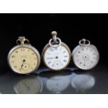 Three pocket watches A/F (Two silver).