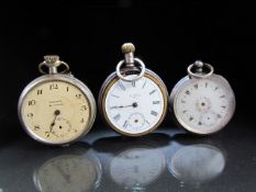 Three pocket watches A/F (Two silver).