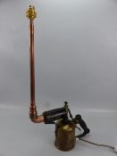 Steampunk lamp - a vintage gas bottle converted with copper tubing