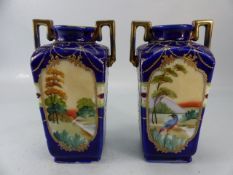 Nippon pair of hand painted vases