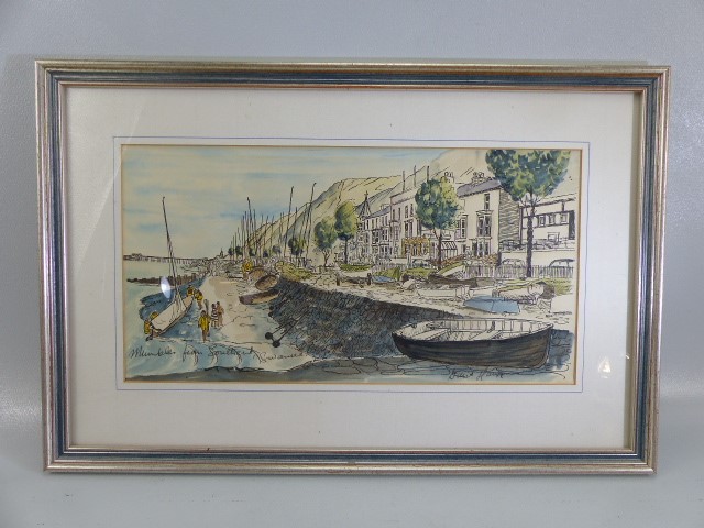 David Hawkins - Watercolour and ink drawing depicting Southend, Swansea