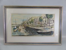 David Hawkins - Watercolour and ink drawing depicting Southend, Swansea