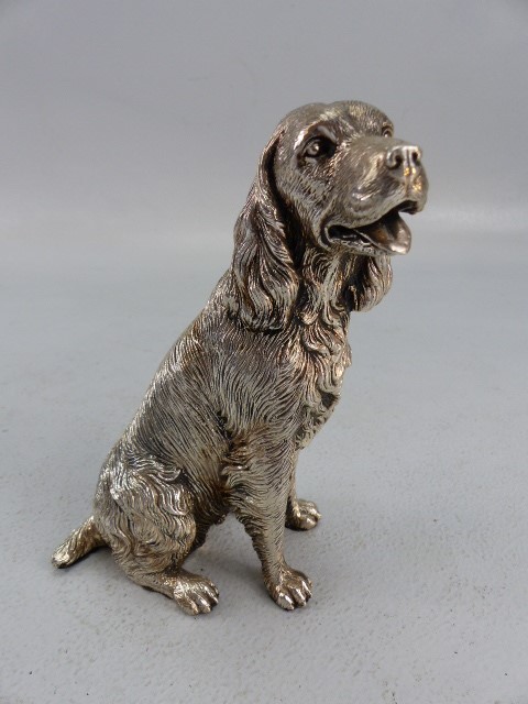 Hallmarked silver filled model of a dog Sheffield 2012 Camelot silverware (Springer Spaniel)