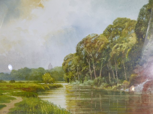 Simon Fox - original watercolour of a river scene - Image 2 of 4