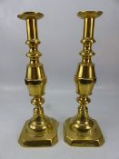 Fine pair of brass candlesticks made to Celebrate the coronation of King Edward VII