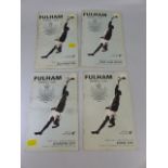 Four Fulham football club programmes to include West Ham, Southhampton, Stoke City. One Progamme
