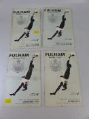 Four Fulham football club programmes to include West Ham, Southhampton, Stoke City. One Progamme