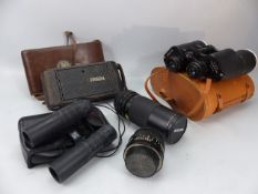 Kodak Brownie Junior - Model A in original leather case, pair of Zenith binoculars and canon