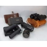 Kodak Brownie Junior - Model A in original leather case, pair of Zenith binoculars and canon