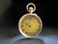 9ct Rose Gold pocket watch. Small amount of damage to side.