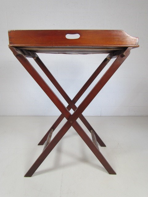 Antique butlers tray on folding stand