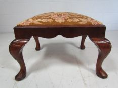 Victorian Mahogany tapestry upholstered stool