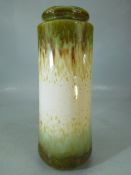 West German tall pottery vase in greens and beige. 206-26