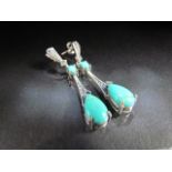 Silver and Turquoise set earrings in the Art Deco Style.