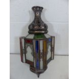 Large coloured glass metal hanging lamp