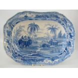 Spode Blue and White - 'Indian Sporting Series - Hunting a Buffalo' pattern rectangular dish. C.