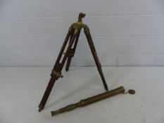 Dolland of London Brass telescope and wooden stand