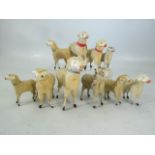 Antique Erzgebirge Toy sheep with wooden legs and woollen bodies