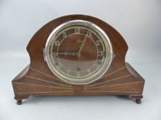 Art Deco westminster chime mantle clock inlaid with a 'Sunburst' Pattern