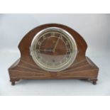 Art Deco westminster chime mantle clock inlaid with a 'Sunburst' Pattern