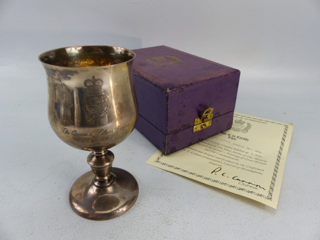Queens silver Jubilee, silver goblet, Birmingham, A.T Cannon Ltd, in case, no 284/1000 approx weight