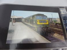 Selection of Railway postcards and original photos of the postcards in one album