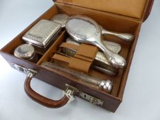 Dutch hallmarked silver Vanity/Dressing table set in portable leather case.