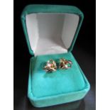 9ct pair of tri tone earrings in box