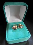 9ct pair of tri tone earrings in box