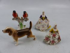 Selection of miniatures to include Dresden and a dog and bird