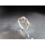 18ct yellow gold Vintage Trilogy ring with three Diamonds in a platinum setting