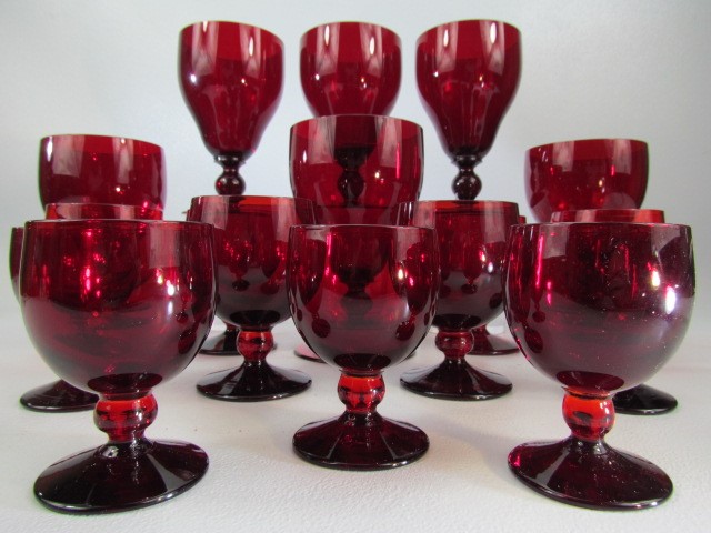 Selection of Bohemian Red wine glasses etc - Image 3 of 4